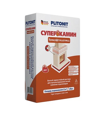 Штукатурка для печей и каминов Plitonit СуперКамин ТермоШтукатурка белая 25 кг Штукатурка для печей и каминов Plitonit СуперКамин ТермоШтукатурка белая 25 кг